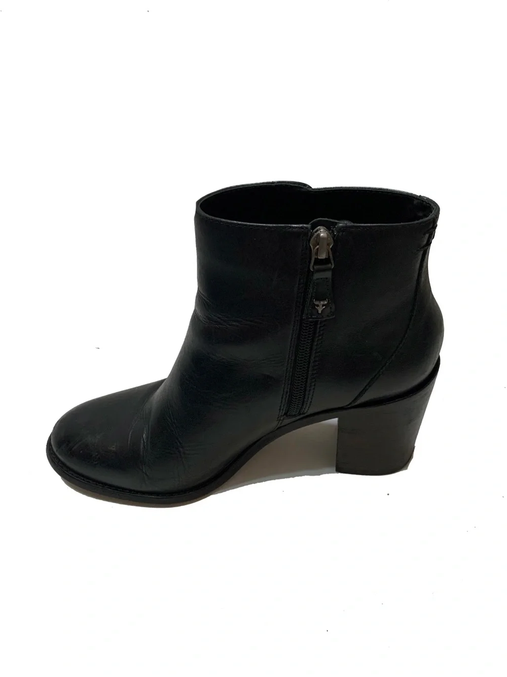 Trask Black Leather Ankle Boots - Smooth Zip Sides